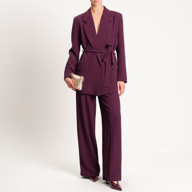 Vicolo-Pantalone tessuto fluido elastico dietro - Bordeaux