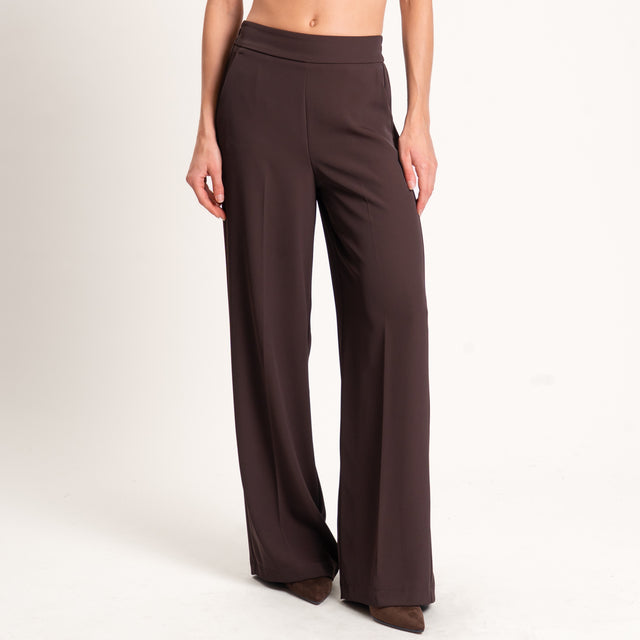 Vicolo-Pantalone tessuto fluido elastico dietro - moro