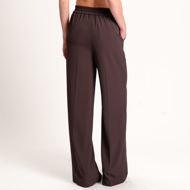 Vicolo-Pantalone tessuto fluido elastico dietro - moro