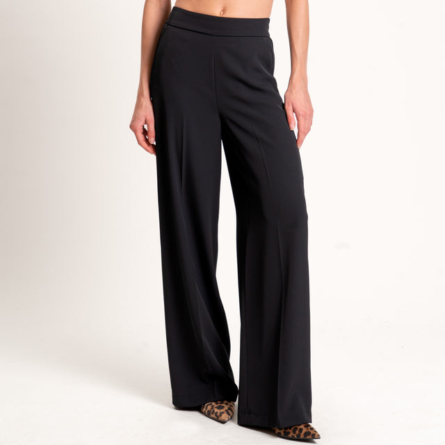 Vicolo-Pantalone tessuto fluido elastico dietro - nero