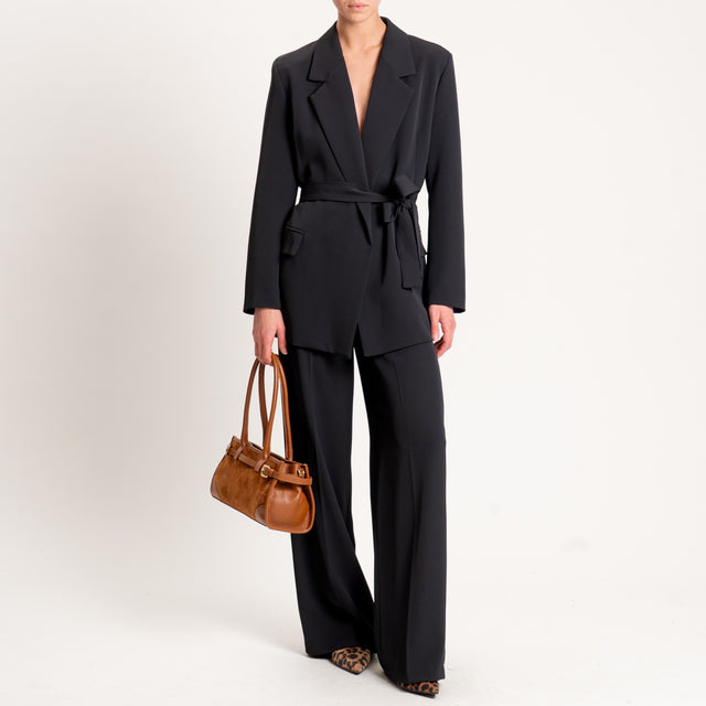 Vicolo-Pantalone tessuto fluido elastico dietro - nero