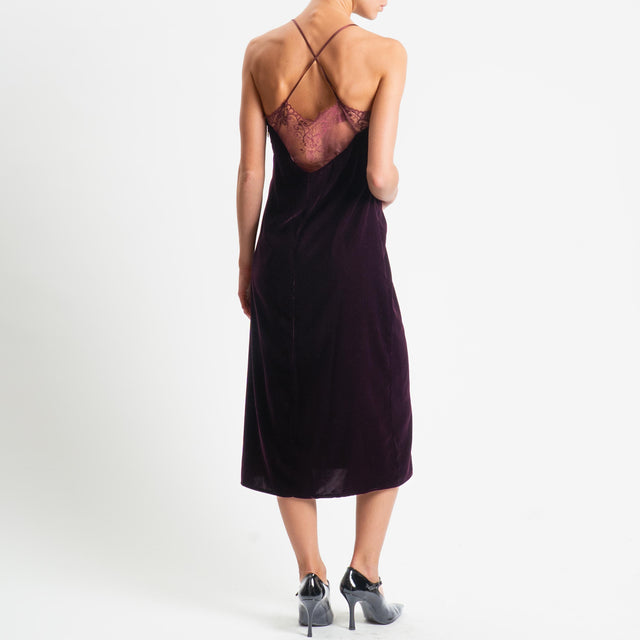 Vicolo-Abito velluto con pizzo - Bordeaux