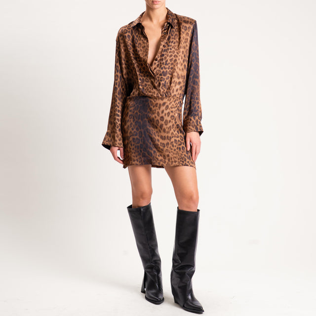 Vicolo-Abito animalier con spalline - beige/nero