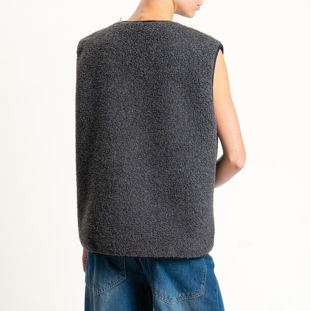 Vicolo-Gilet teddy - antracite