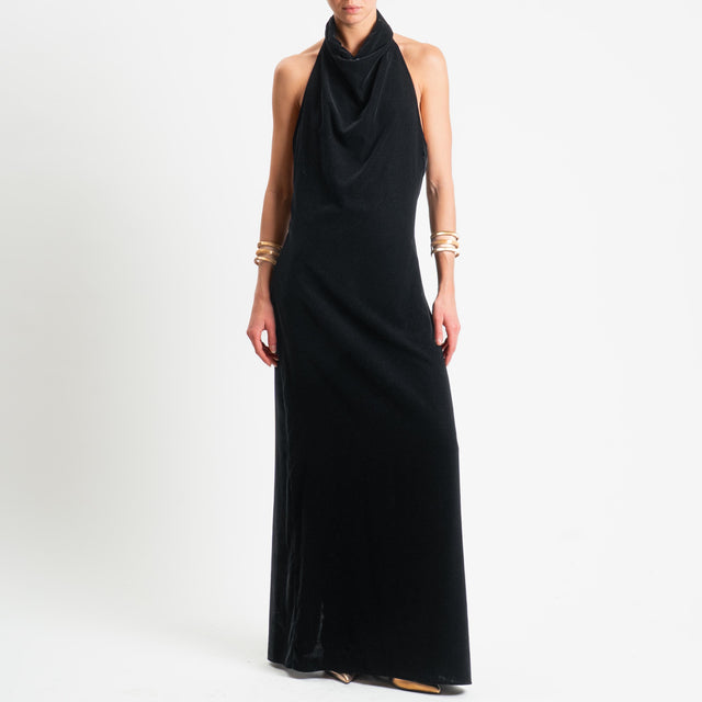 Vicolo-Abito velluto spacco dietro - nero