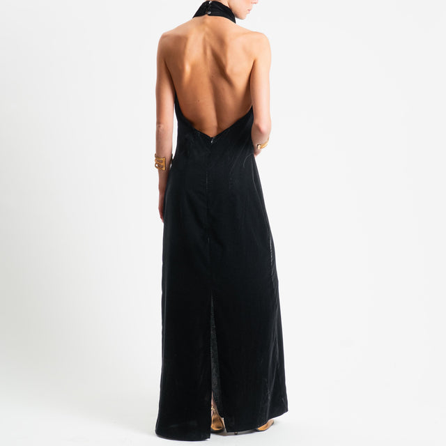 Vicolo-Abito velluto spacco dietro - nero