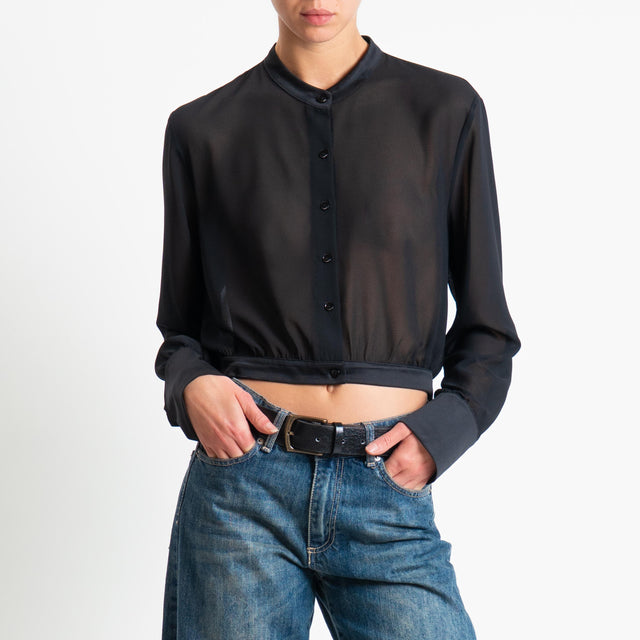 Vicolo-Camicia crop in georgette - nero