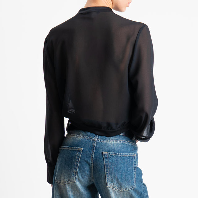 Vicolo-Camicia crop in georgette - nero