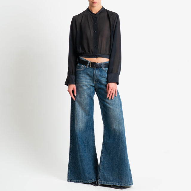 Vicolo-Camicia crop in georgette - nero