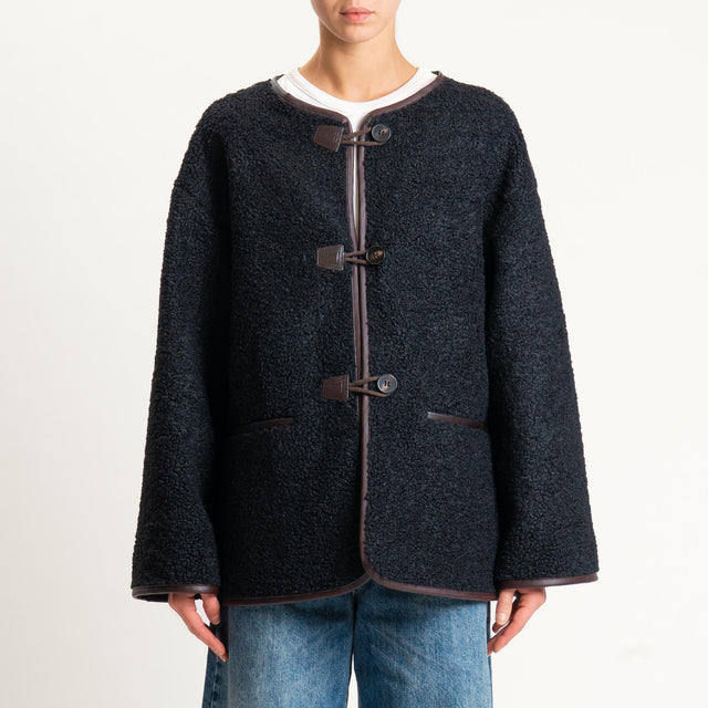 Vicolo- Giacca teddy con alamari - nero
