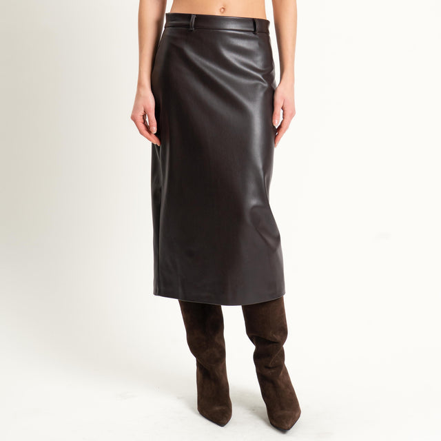 Vicolo-Gonna similpelle spacco dietro - moro