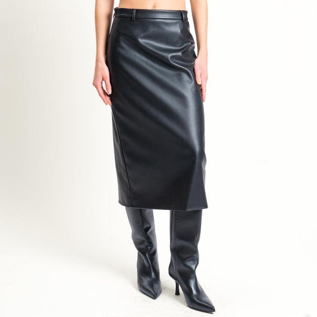 Vicolo-Gonna similpelle spacco dietro - nero