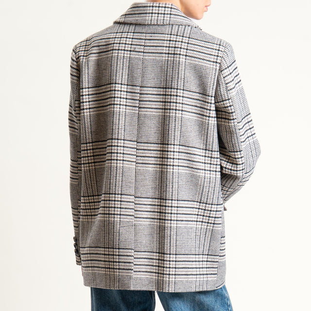 Vicolo-Giacca check misto lana - burro/nero/grigio