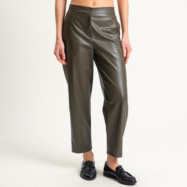 Vicolo-Pantalone similpelle elastico dietro - militare