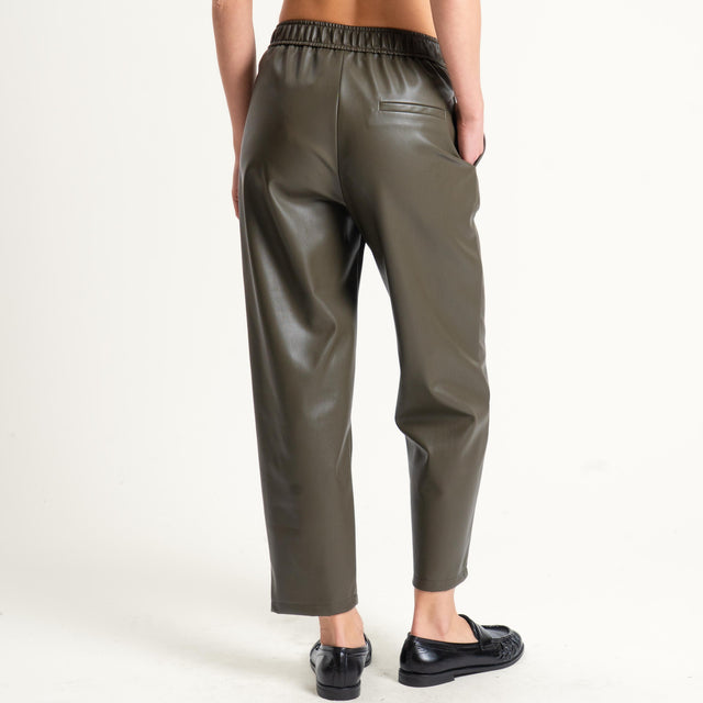 Vicolo-Pantalone similpelle elastico dietro - militare