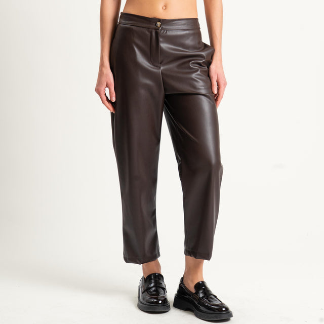 Vicolo-Pantalone similpelle elastico dietro - moro