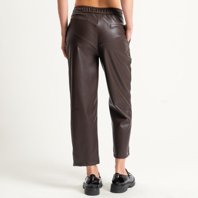 Vicolo-Pantalone similpelle elastico dietro - moro