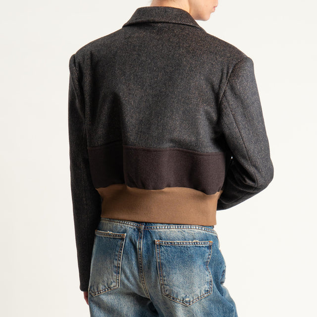 Vicolo-Bomber crop misto lana - moro/camel