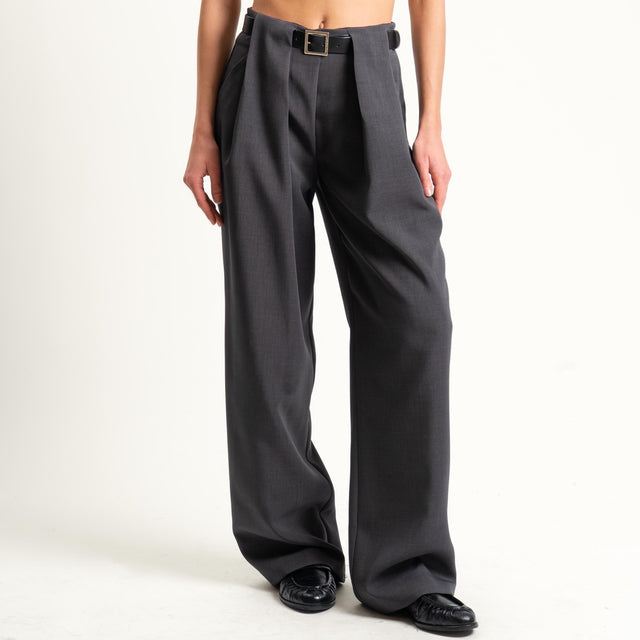 Vicolo-Pantalone wide leg con cintura - grigio