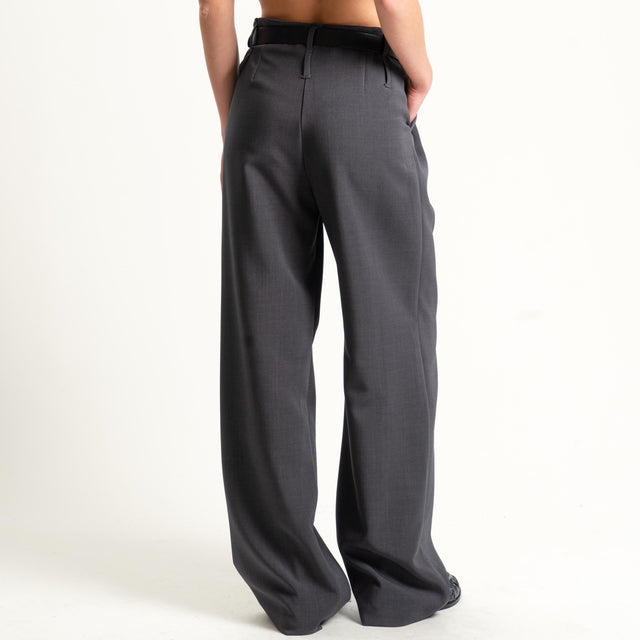 Vicolo-Pantalone wide leg con cintura - grigio