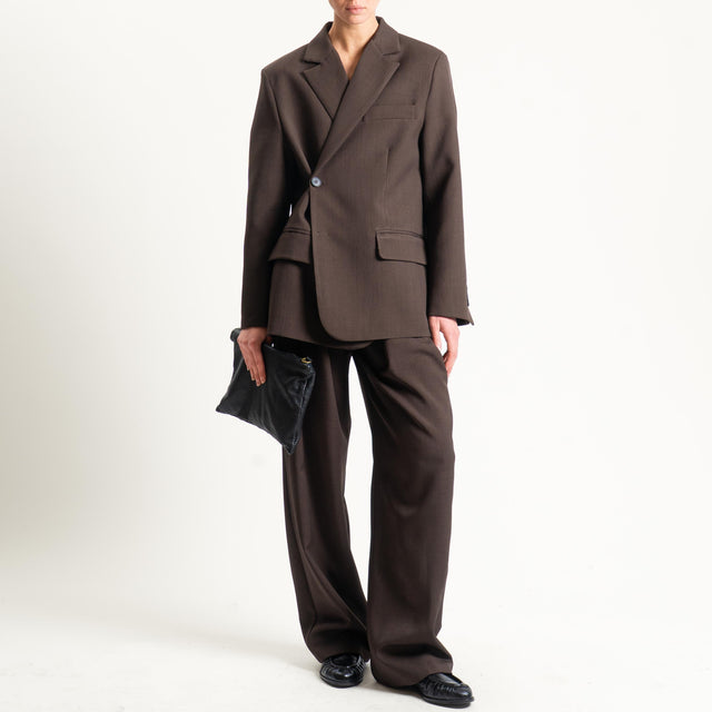Vicolo-Pantalone wide leg con cintura - moro