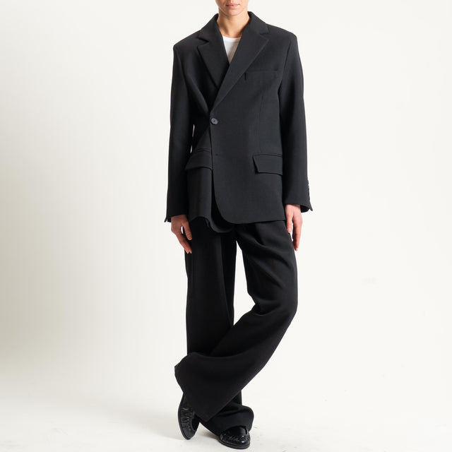 Vicolo-Pantalone wide leg con cintura - Nero