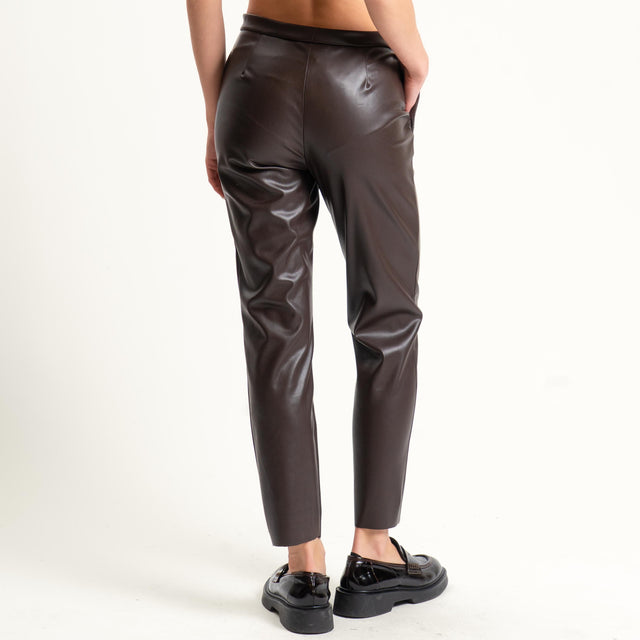 Vicolo-Pantalone similpelle slim fit - moro