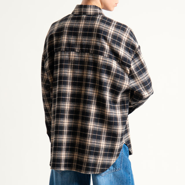 Vicolo-Camicia check flanella - sand/nero