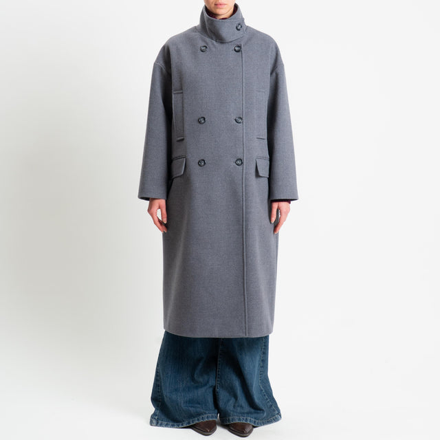 Vicolo-Cappotto doppio petto misto lana - grigio