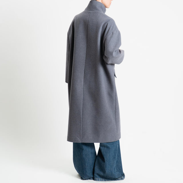 Vicolo-Cappotto doppio petto misto lana - grigio