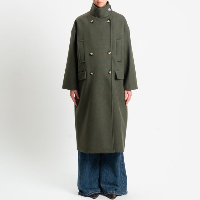 Vicolo-Cappotto doppio petto misto lana - militare