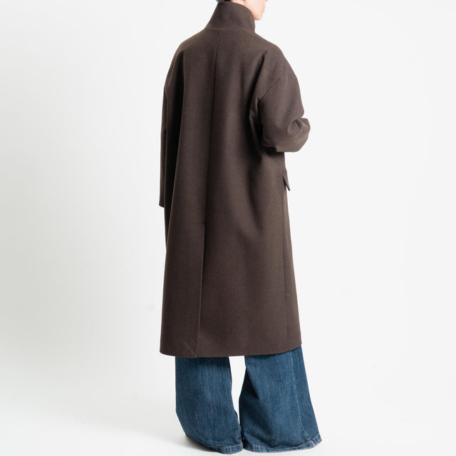 Vicolo-Cappotto doppio petto misto lana - moro
