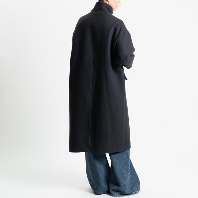 Vicolo-Cappotto doppio petto misto lana - nero