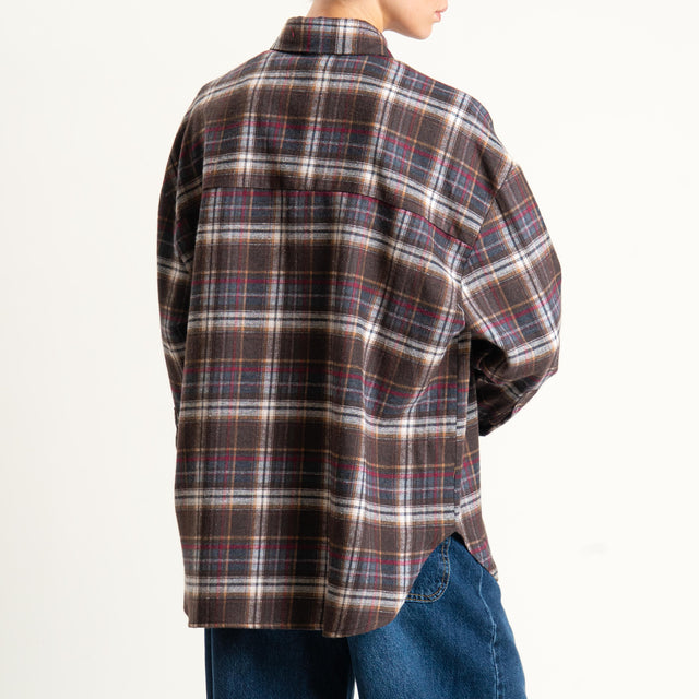 Vicolo-Camicia check flanella - moro/burro/vino