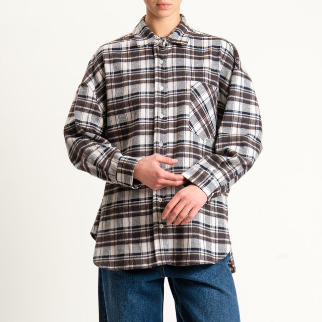 Vicolo-Camicia check flanella - burro/moro/nero