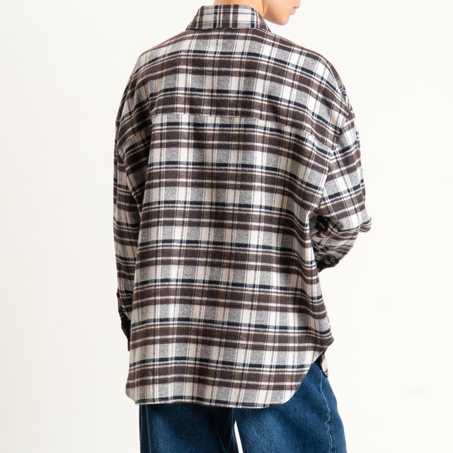 Vicolo-Camicia check flanella - burro/moro/nero