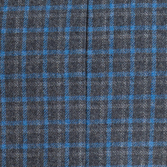 Vicolo-Giacca misto lana un bottone con spille - check antracite/azzurro