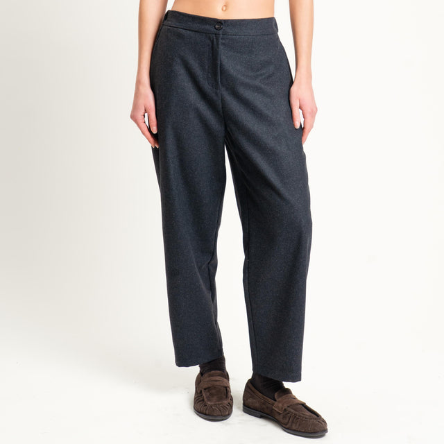 Vicolo-Pantalone flanella misto lana elastico dietro - antracite