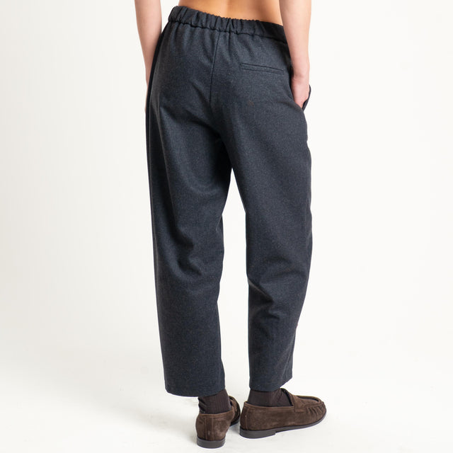 Vicolo-Pantalone flanella misto lana elastico dietro - antracite
