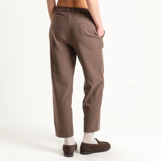 Vicolo-Pantalone flanella misto lana elastico dietro - nocciola