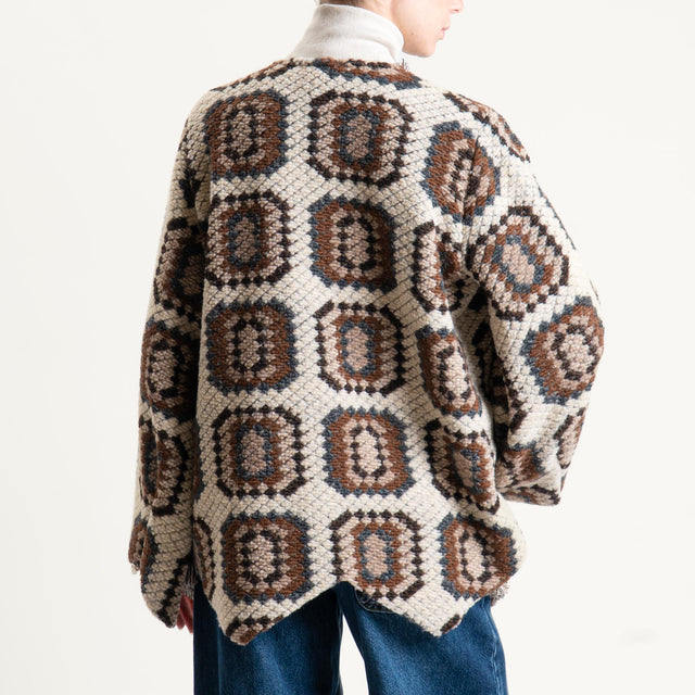 Vicolo-Cardigan misto lana fantasia - moro/latte