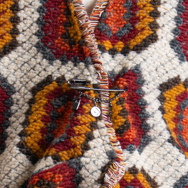 Vicolo-Cardigan misto lana fantasia - latte/vino/senape