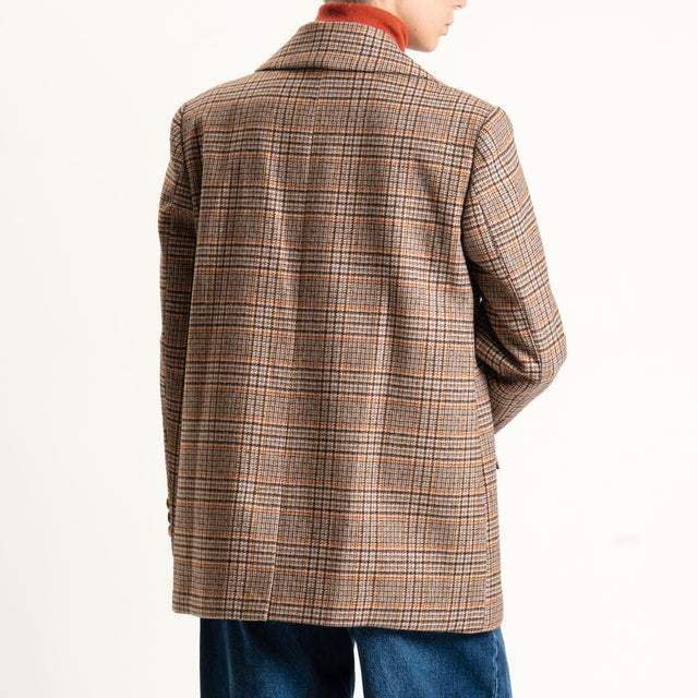 Vicolo-Giacca principe di galles misto lana - beige/cuoio/moro