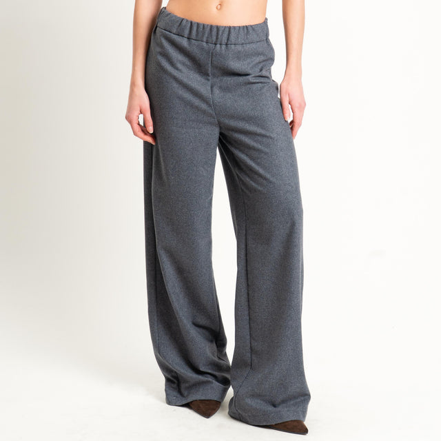 Vicolo-Pantalone flanella misto lana wide leg - grigio