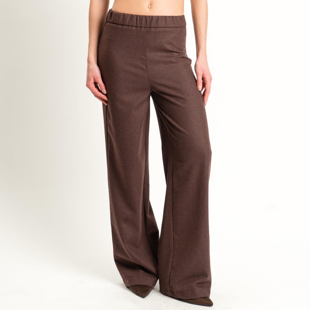 Vicolo-Pantalone flanella misto lana wide leg - tabacco
