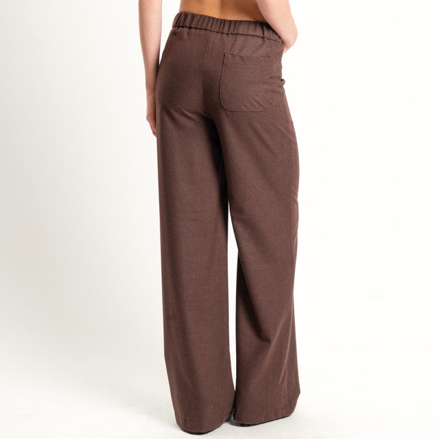 Vicolo-Pantalone flanella misto lana wide leg - tabacco