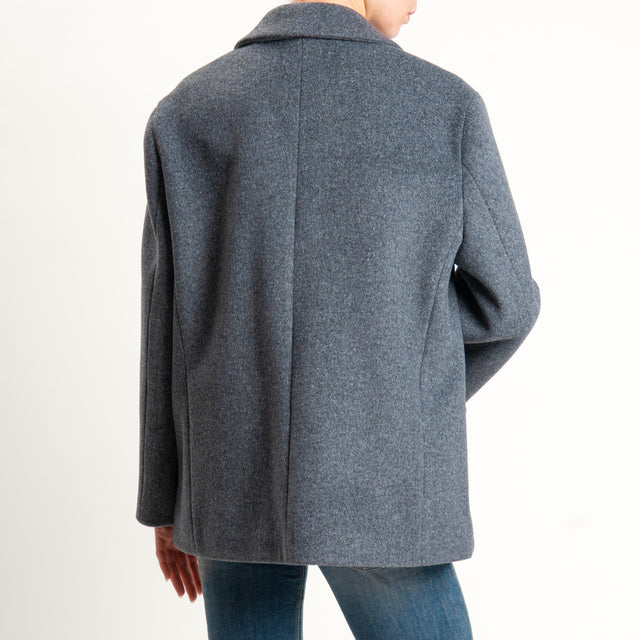 Vicolo-Giacca cappotto oversize con spille - grigio
