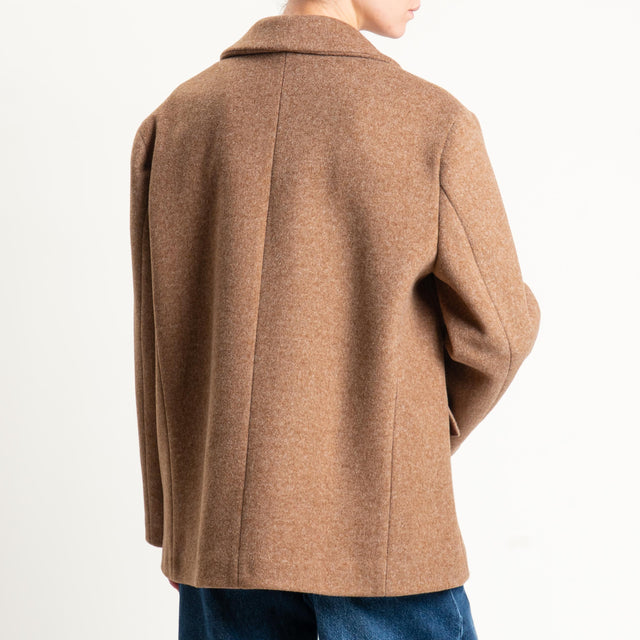 Vicolo-Giacca cappotto oversize con spille - camel