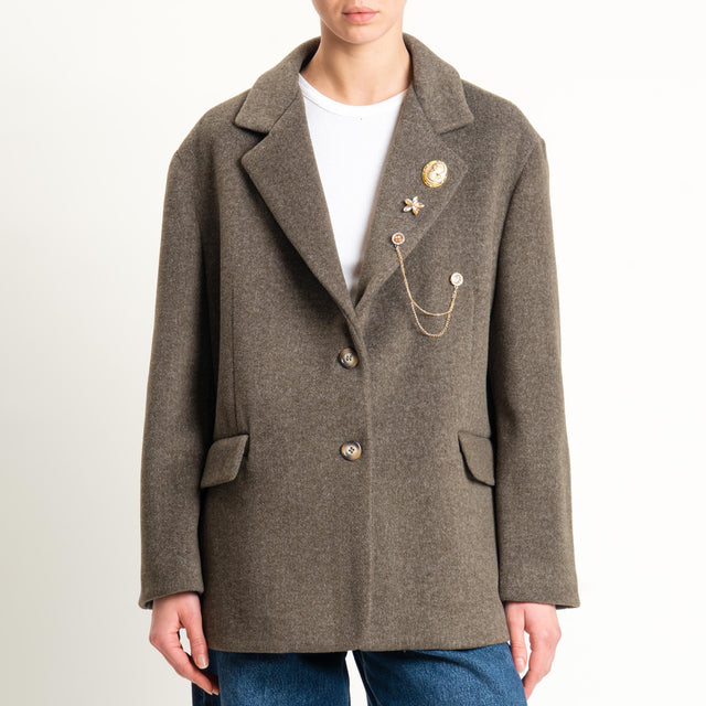 Vicolo-Giacca cappotto oversize con spille - militare