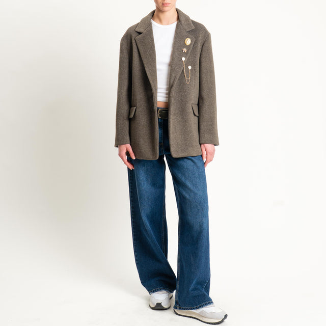 Vicolo-Giacca cappotto oversize con spille - militare